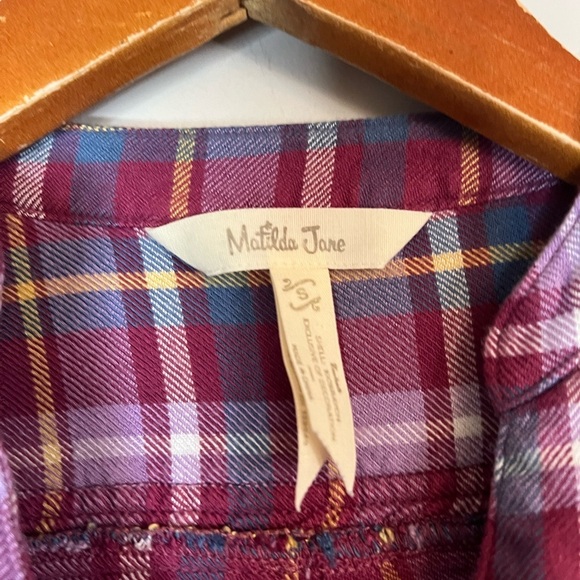 Matilda Jane All Day Millie Plaid Popover Top Blouse Sz S - Picture 8 of 8